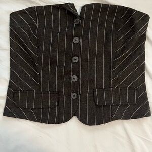 Elegant Pinstripe Black Crop Top